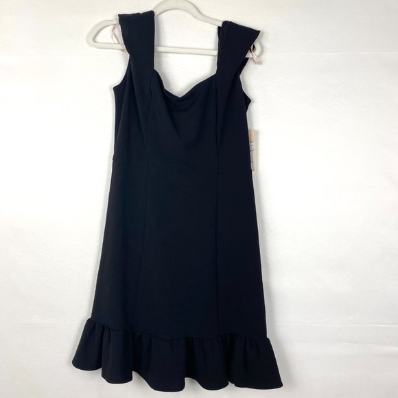 Nanette Lepore Cap Sleeve Midi Sheath Dress Black 8 - Picture 3 of 10